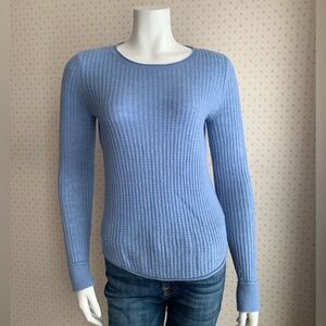 Barrow & Grove Baby Blue Texture Cashmere Crewneck Pullover Sweater Small PW11